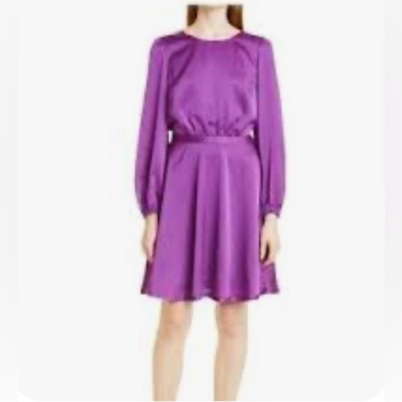 Milly Dresses & Skirts - Milly Elma Long Sleeve Satin Purple Dress Mini Size 2